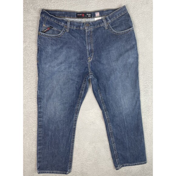 Ariat FR M4 Relaxed Bootcut Jeans Mens 40x29 Blue Dark Wash Flame Resistant CAT2 - Picture 1 of 10